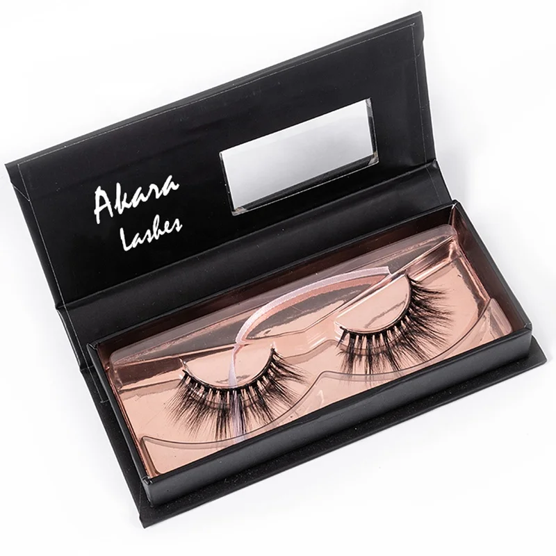 
Akara 100% cruelty free siberian 3D real mink eyelashes Custom printed own style lash storage case 3D Mink Fur Eyes Lashes 