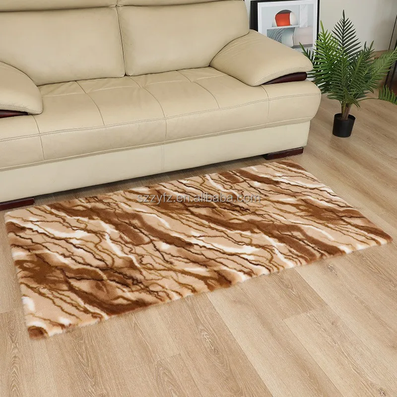 Bedroom non-slip Carpets And Rugs Cowhide Faux Fur Rug 3d Printed  Living Room Cow Print Plush Rabbit Fur Carpet Mat