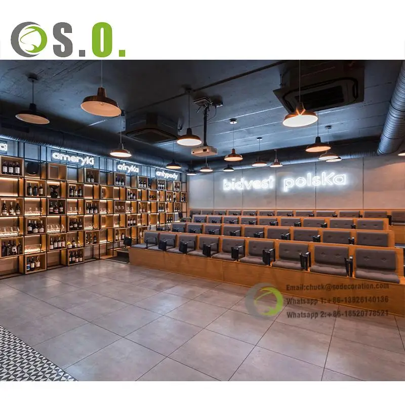 Interior design whiskey display cabinet bar wine storage Wooden display wine showcase