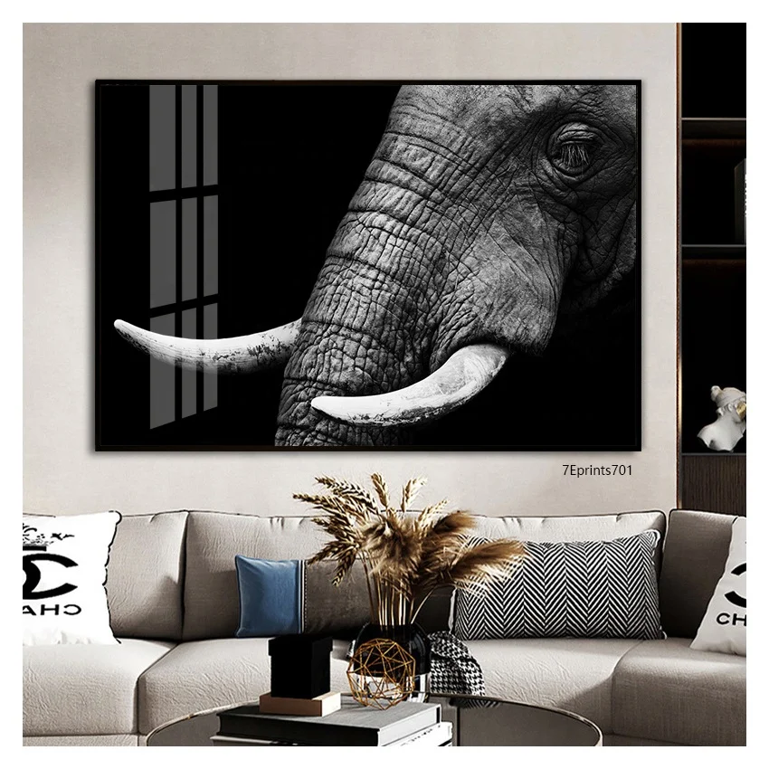 Dafen Elephant Art Acrylic Painting Home Decoration Wall Modern Crystal Porcelain Painting Wall Art