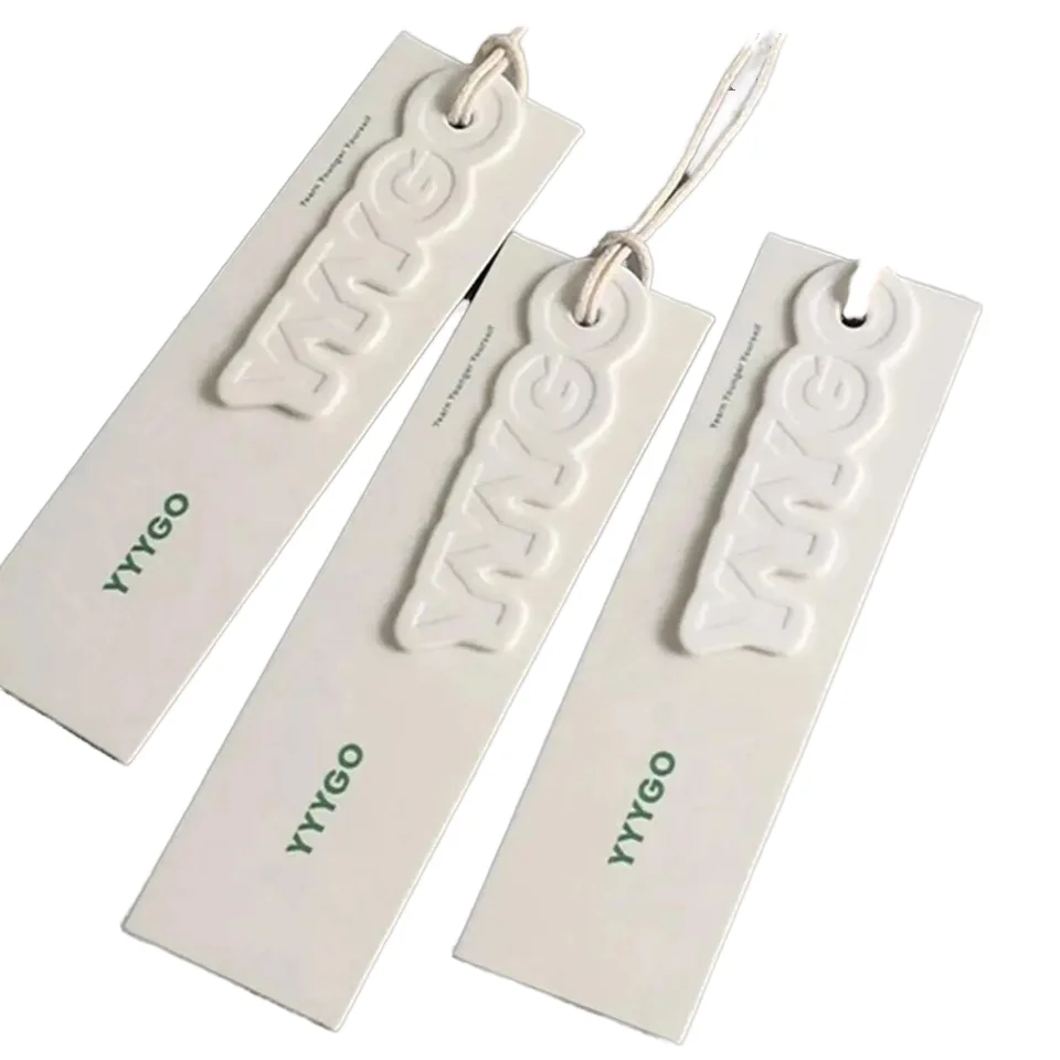 Custom Cardboard Labels Hang Tags for Clothing Manufacturer Custom Thick White Paper Swing Garment Label Hang tags for Clothing