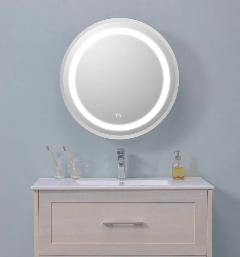 Bathroom Round Mirror Medicine Storage Cabinet With Led Light