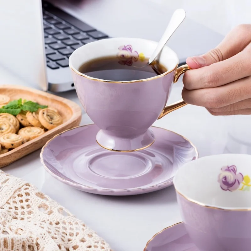 80ml Ceramic Coffee Cup Luxury Simple Porcelain Afternoon Tea Cup Dinner Wedding Modern Drinkware