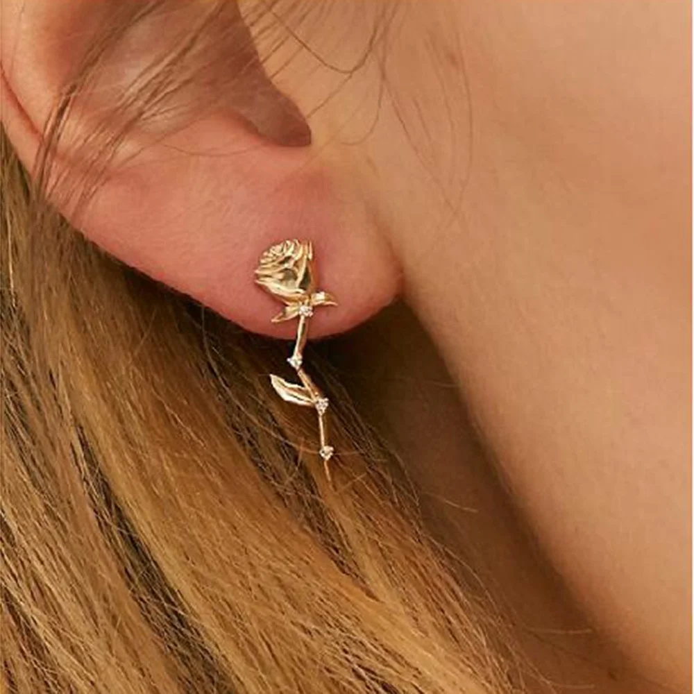 2020 Модные женские серьги-гвоздики с цветком розы