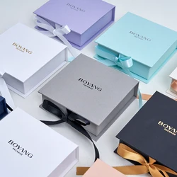 Boyang Custom ECO Paper Necklace Ring Jewellery Jewelry Gift Packaging Box with Ribbon