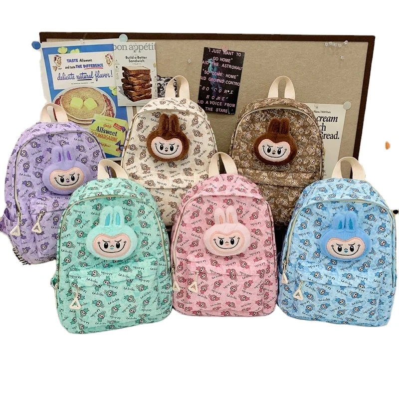 Yubon hot kawaii labubu school bags anime cartoon labubu primary school large Capacity portable school student backpack gifts