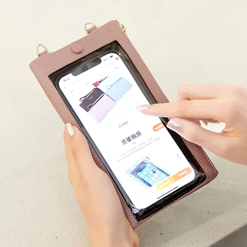 Длинный кожаный кошелек MIYIN 2022 с сенсорным экраном, женские кошельки и сумочки, женская сумка через плечо с ремешком на запястье, Женский кошелек для телефона