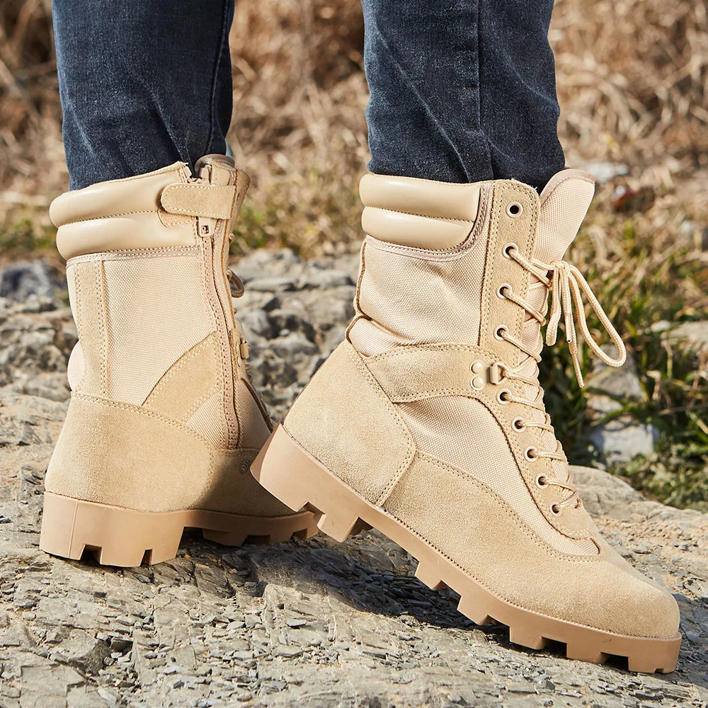 Panama Sole Cheap Training Hiking Tactical Black Leather Boots Unisex