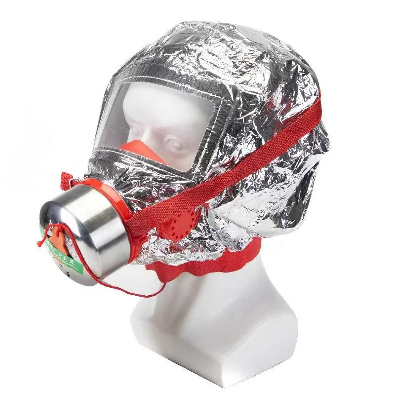 High quality 60 minutes smoke proof gas hood full face fire escape smoking gas mask for sale
