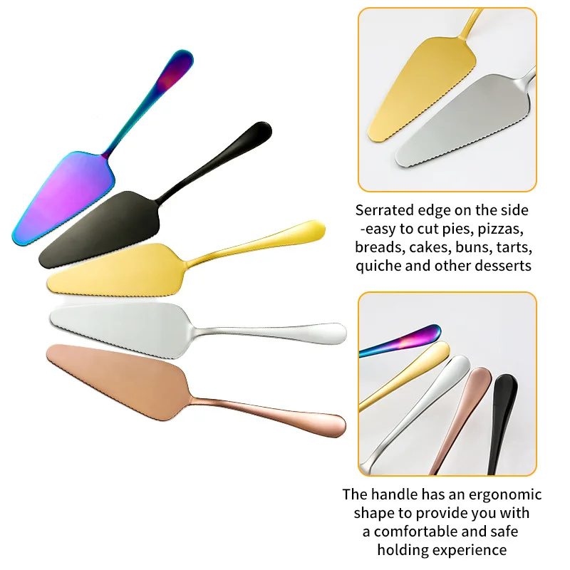 Wholesale Silver Gold Pizza Cake Pallet Knife Stainless Steel Cake Shovel Cutter Knives for Wedding