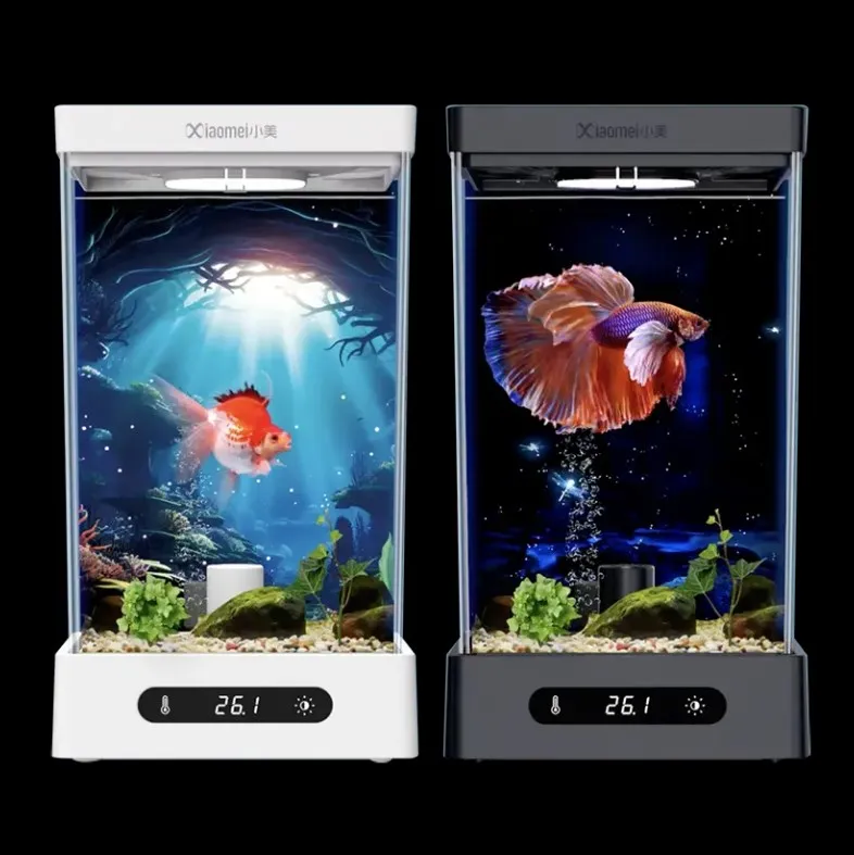New Design Smart Fish Tank with Energy-efficient and Bright Full-spectrum RGB Lightings for 5cm or Smaller Aquatic Pets