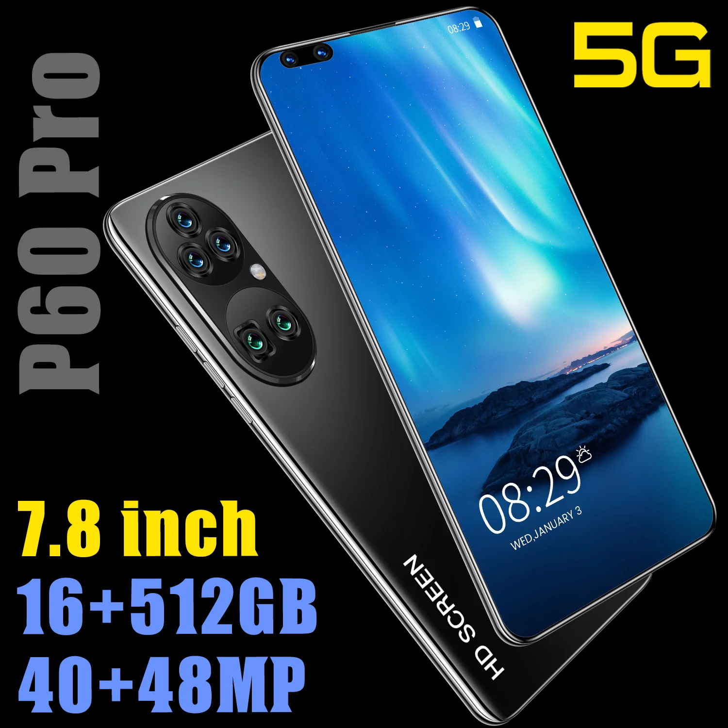 2021 Новый P60 Pro 7 8 полноэкранный Deca Core мобильный телефон 16 ГБ + 512 Гб двойная карта Глобальный Telefones Celulares