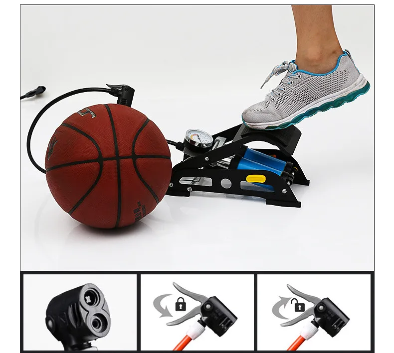 Foot pump mini portable inflatable bicycle pump high pressure double tube pedal for pump