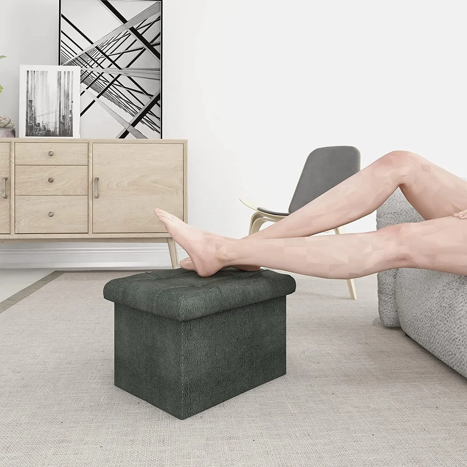 Kainice OEM/ODM living room furniture Multifunctional storage stool ottoman sofa bench for Space Saving