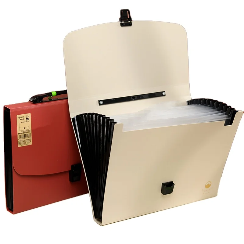 Hot selling portfolio A4 students portable hand office stationery pp document expanding file folder