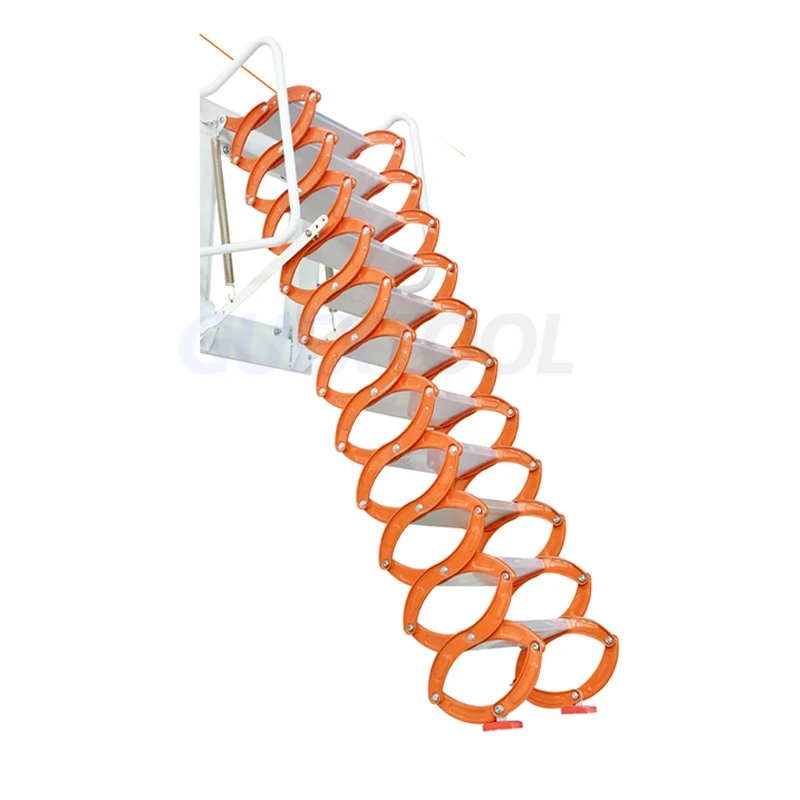 Customized Retractable Telescopic Loft Access Ladder On Vertical With Panel