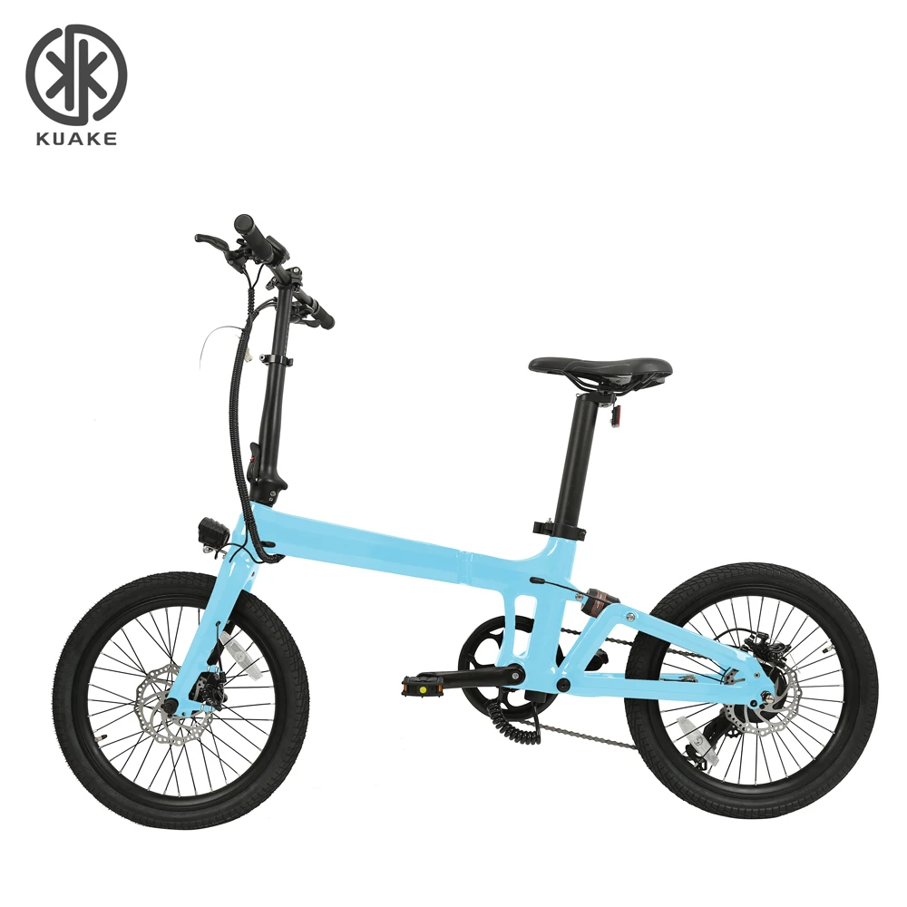 Kuake Premium Quality 36V250W Folding electric bike Rear Suspension fat tire e-bike Carbon fiber electric bicycle foldable frame