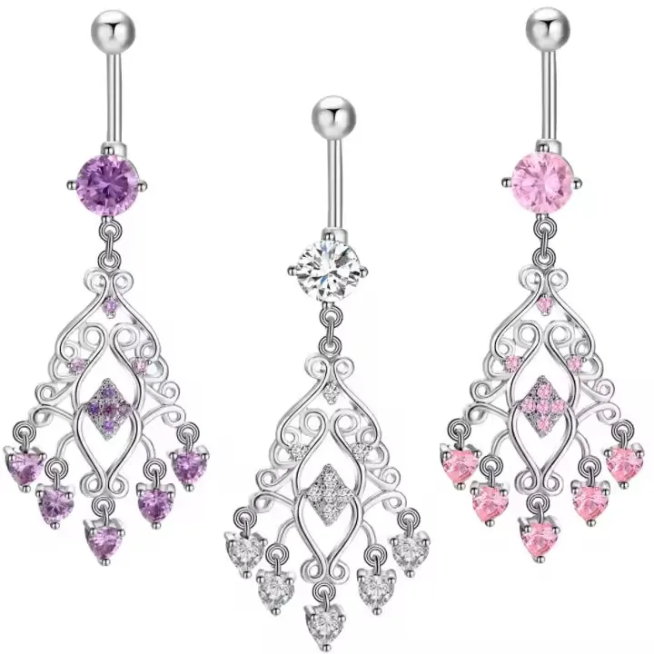 Getta new arrive  navel ring belly button long dangle belly rings top amount surgical steel wholesale body piercings jewelry