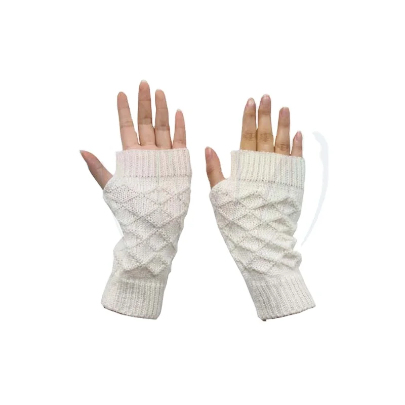 Защита рук, женские зимние мягкие теплые шерстяные вязаные короткие рукавицы, рабочие перчатки на полпальца