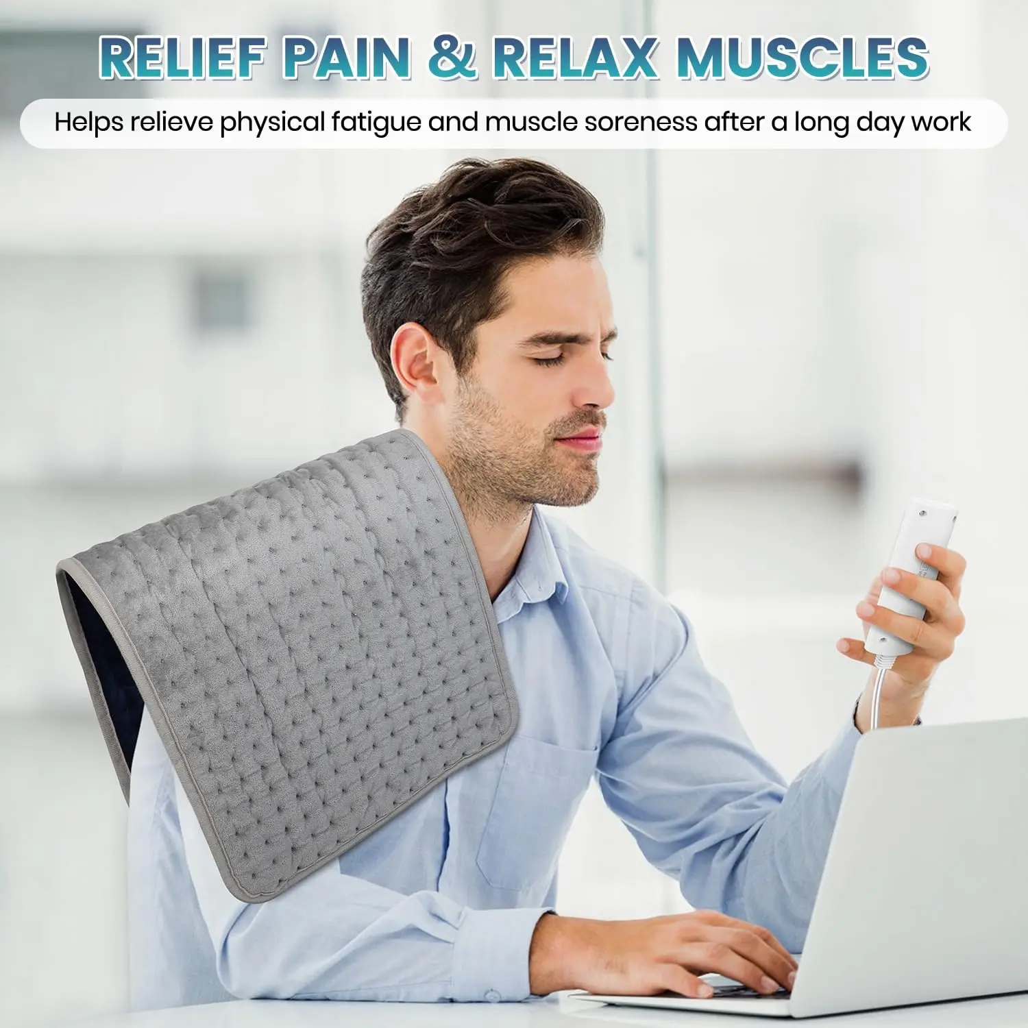 TOUSEN Ultra-Soft Microplush Machine Washable Portable Back Pain Menstrual Electric Heat Pad auto shut off heated  warm pad