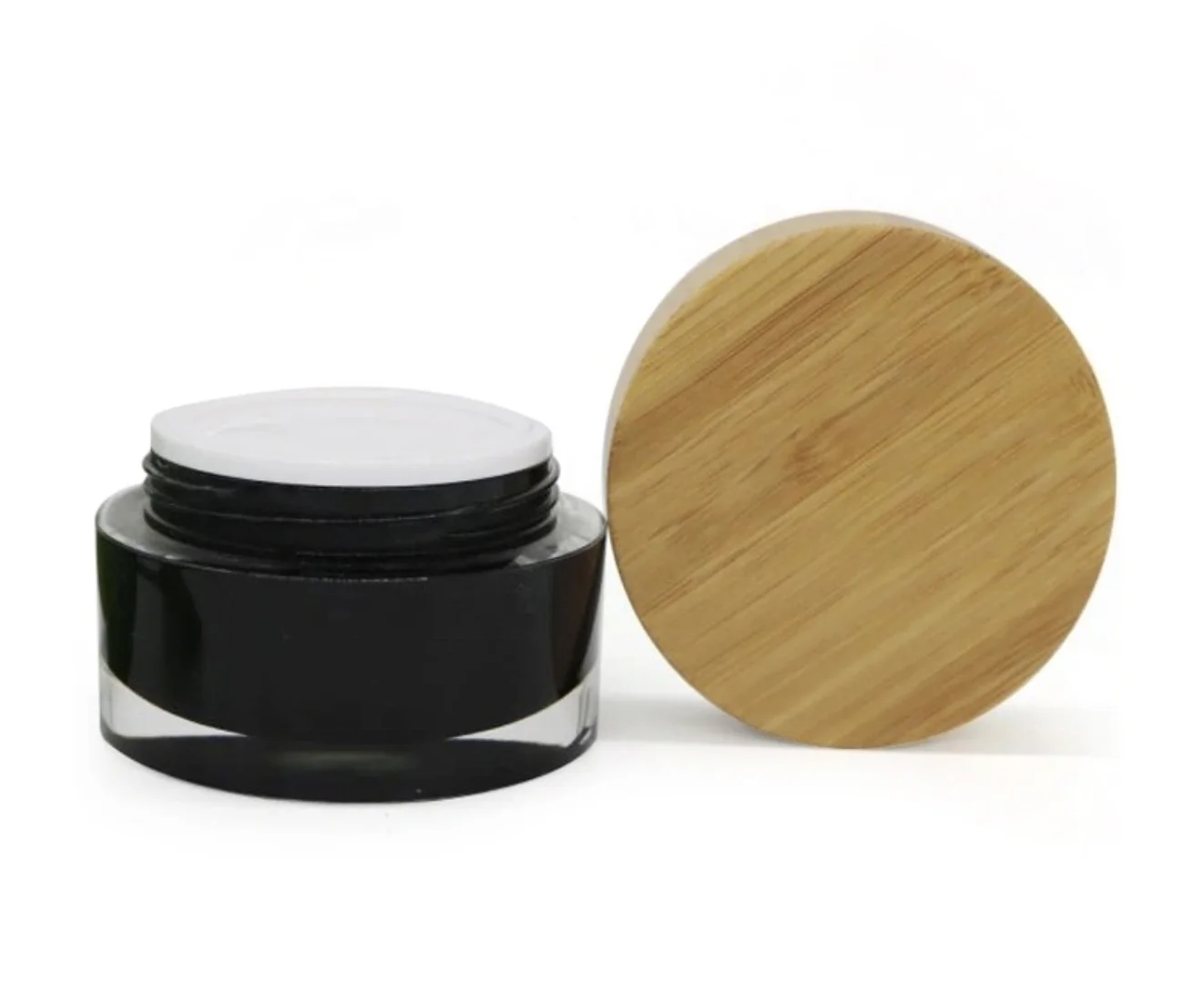 Factory price wholesale 50g bamboo lid frosted skincare cream acrylic jars cosmetic