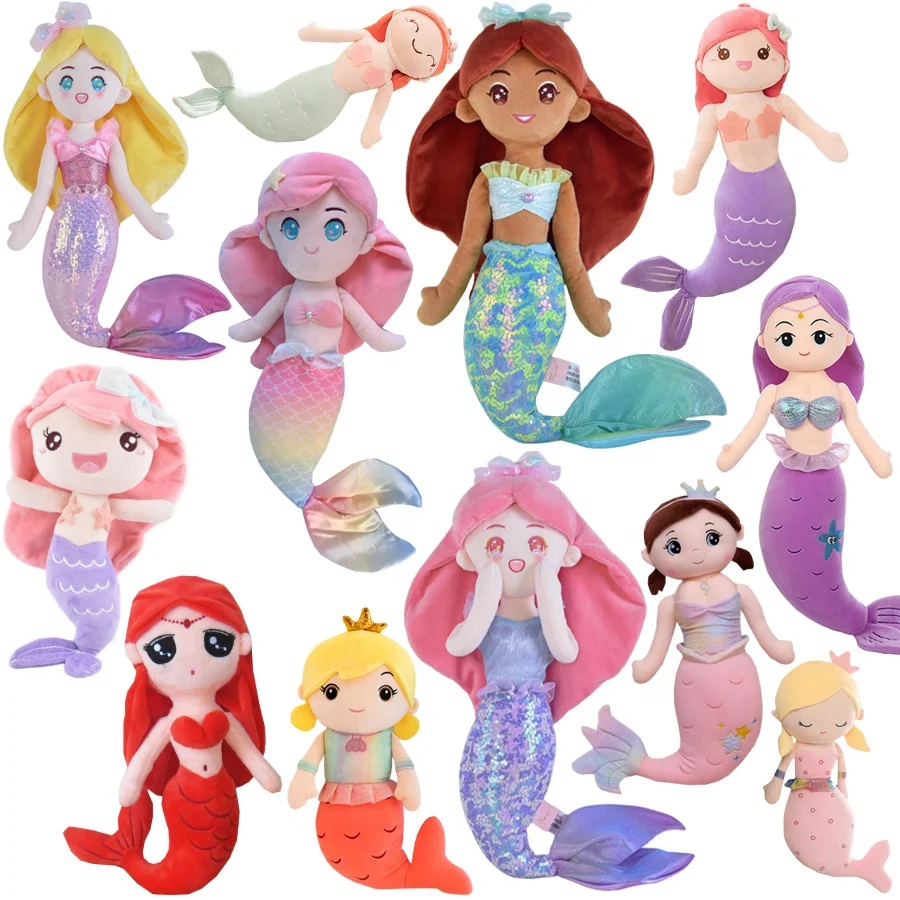 Custom Mermaid Plush Doll Toys Girl Gifts Factory Price Wholesale Plushie Stuffed Mermaids Animal Peluche de sirena