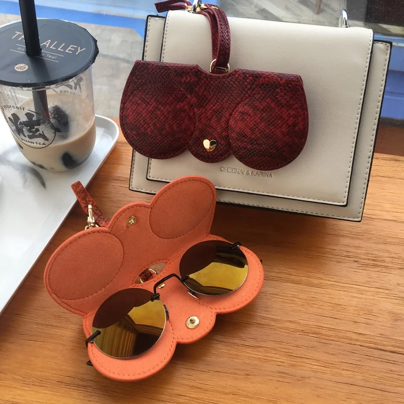 Sunglasses Protector Bag Cat Eye Suncover Glasses Storage Holder Case Women Bag Hanging Soft Leather Sunglasses Bag