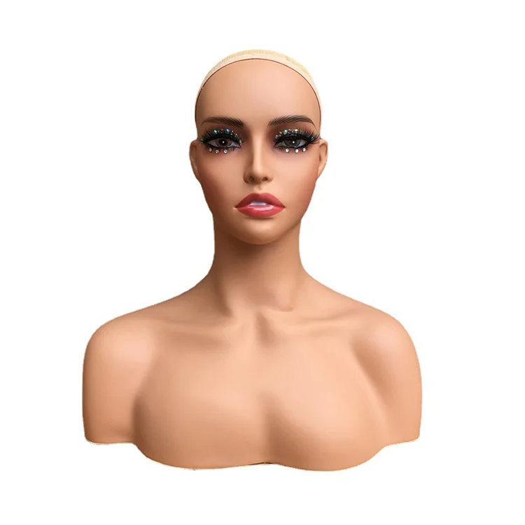 Hot Selling Realistic Wig Head Mannequins Female Mannequin Head With Shoulders For Wig Display