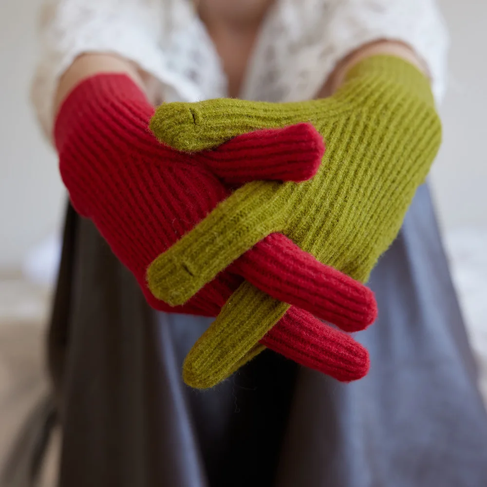 New Fashion Unisex Touch Screen Gloves Stretch Knitted Wool Blended Full Finger Soft Winter Solid Color Gloves