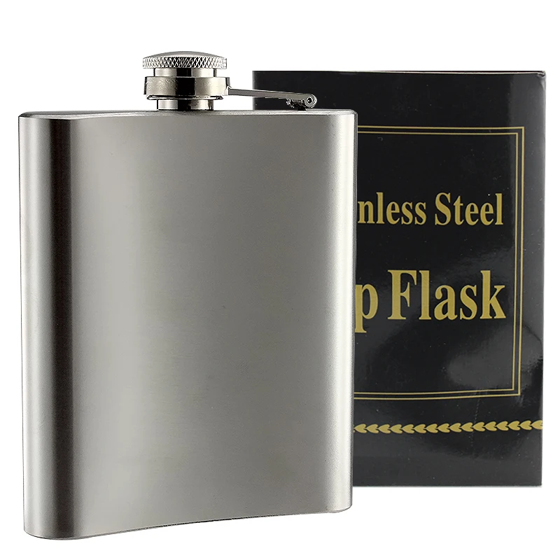 Wholesales 7oz Whiskey Pocket Titanium Thermo Hip Flask Set, Custom 7 oz Stainless Steel Metal Liquor Hip Flask