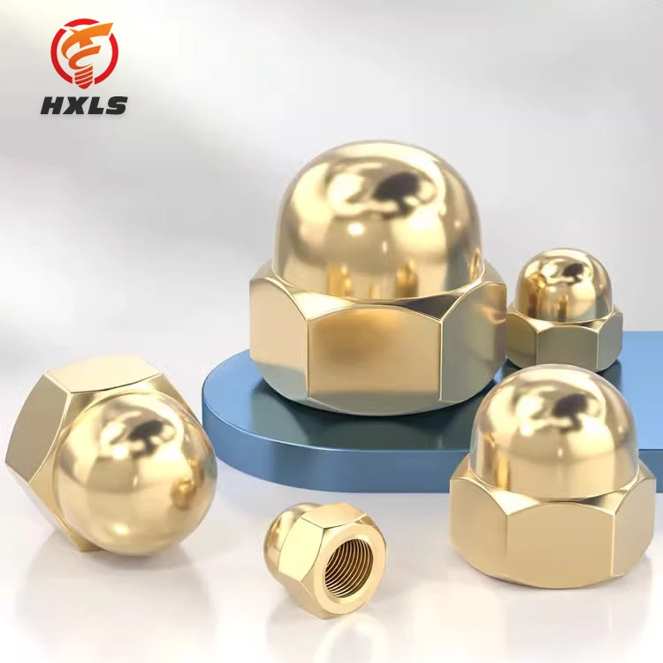 Factory spot wholesale brass DIN1587 copper Hex domed cap nuts