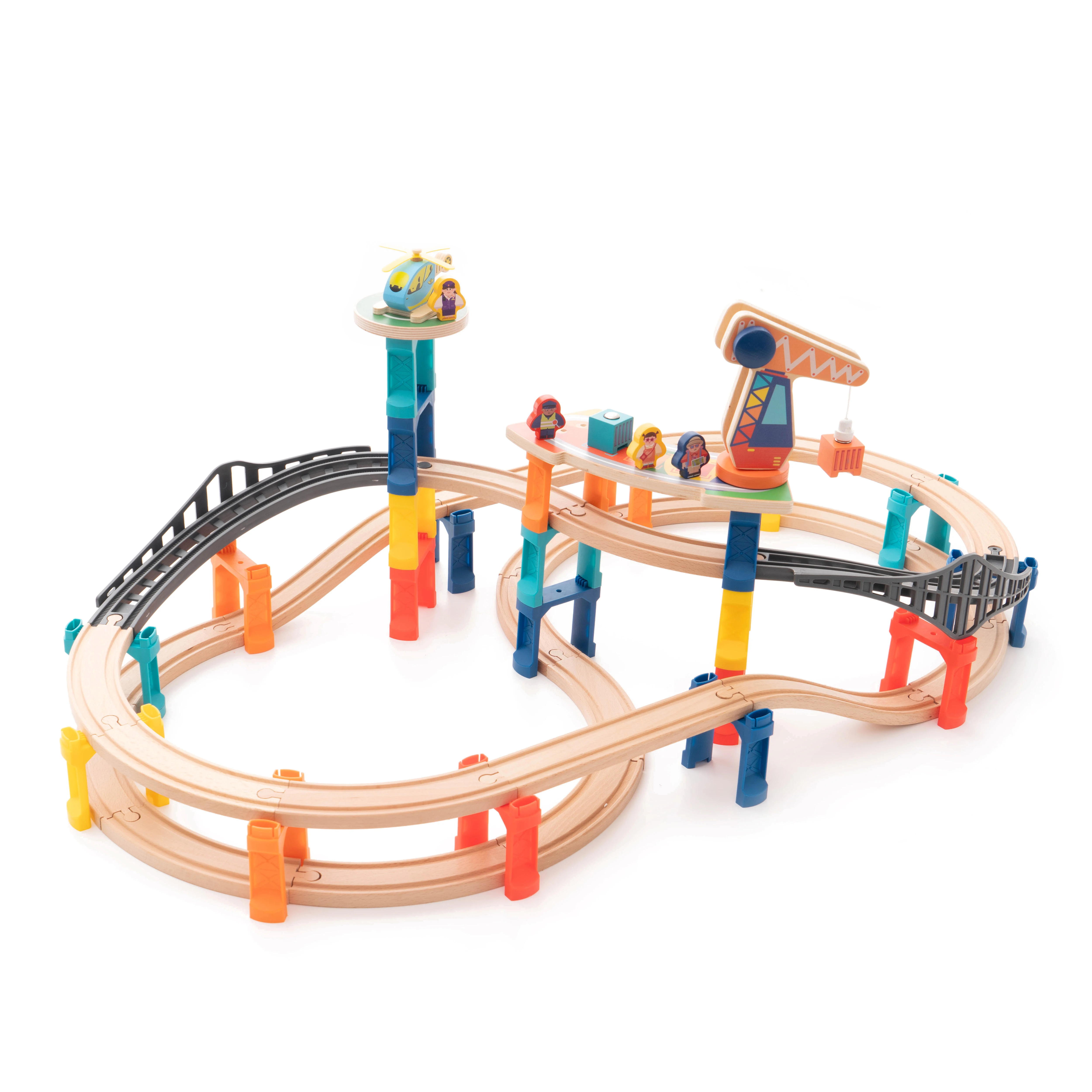 UDEAS Exercise Hand-On Ability DIY Railway Train Set Builder Wooden Big Track Toy