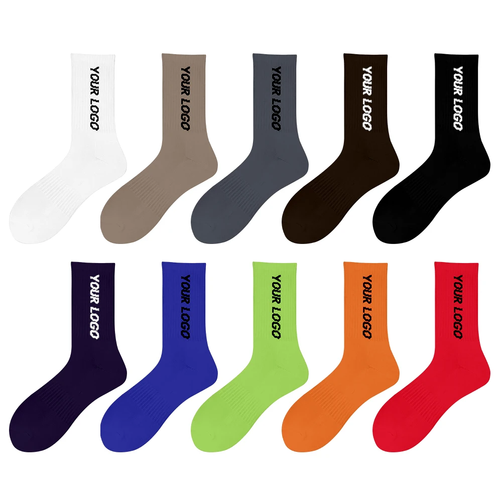 Wholesale Fashion Cotton Unisex Sublimation Custom Logo Embroidery Athletic Sport Women Men Crew Socks