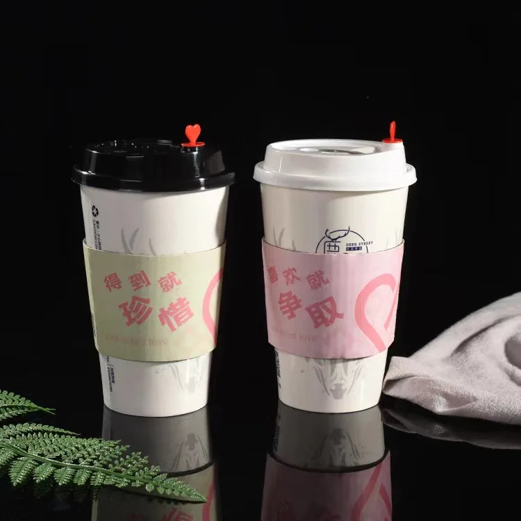 Custom Cold Drink Milk Hot Chocolate Cappuccino Packaging 210ml 200ml Bio Degradable Disposable Coffee Paper Cups with Sleeve
