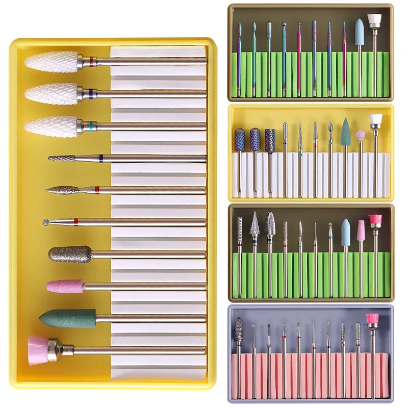 Professional High Quality Fine Cuticle Clean Small Tornado Tapered Barrel Crystal Diamond Tungsten Steel Set Nail Drill Bits