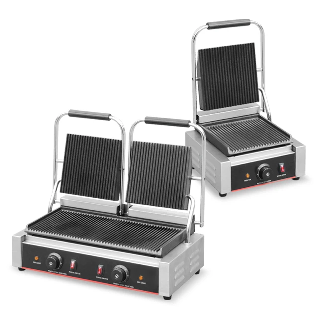 Non-stick Sandwich Contact Griller Portable Mini Beef Grilling Machine Commercial Used Teppanyaki 1-Plate Electric Contact Grill