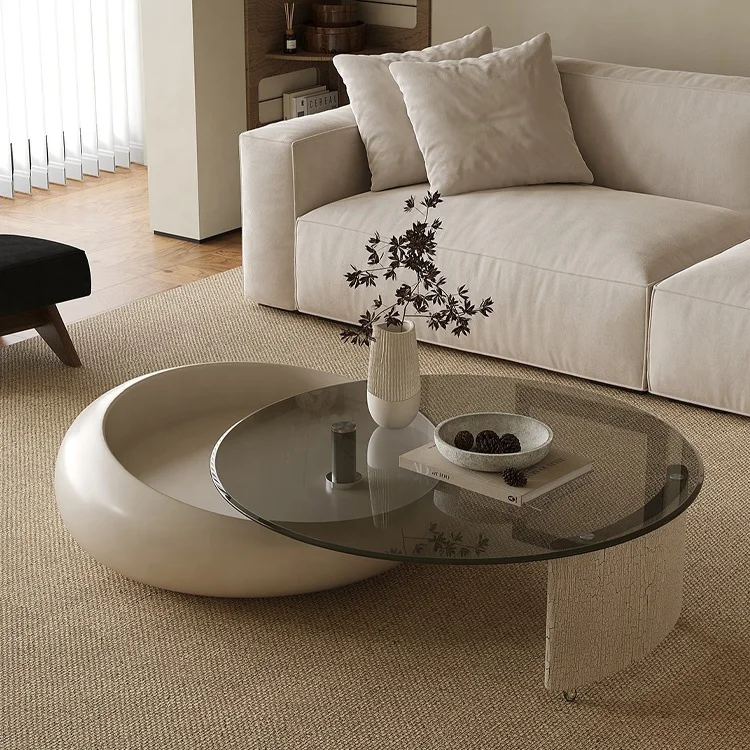 Factory Wholesale Modern Luxury Round Adjustable Can Lift 360 Degrees Rotating Storage Coffee Table