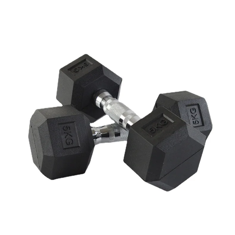 Wholesale China Manufacturer Custom Free Weight Gym 3-100 LB 1-60 KG Set Metal Handle Cast Iron Rubber Hex Hexagon Dumbbell
