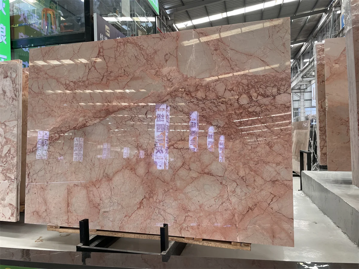 Bathroom/Home/Kitchen Cream Rose Pink Marble Slab Rose Veins for Elegant Interiors
