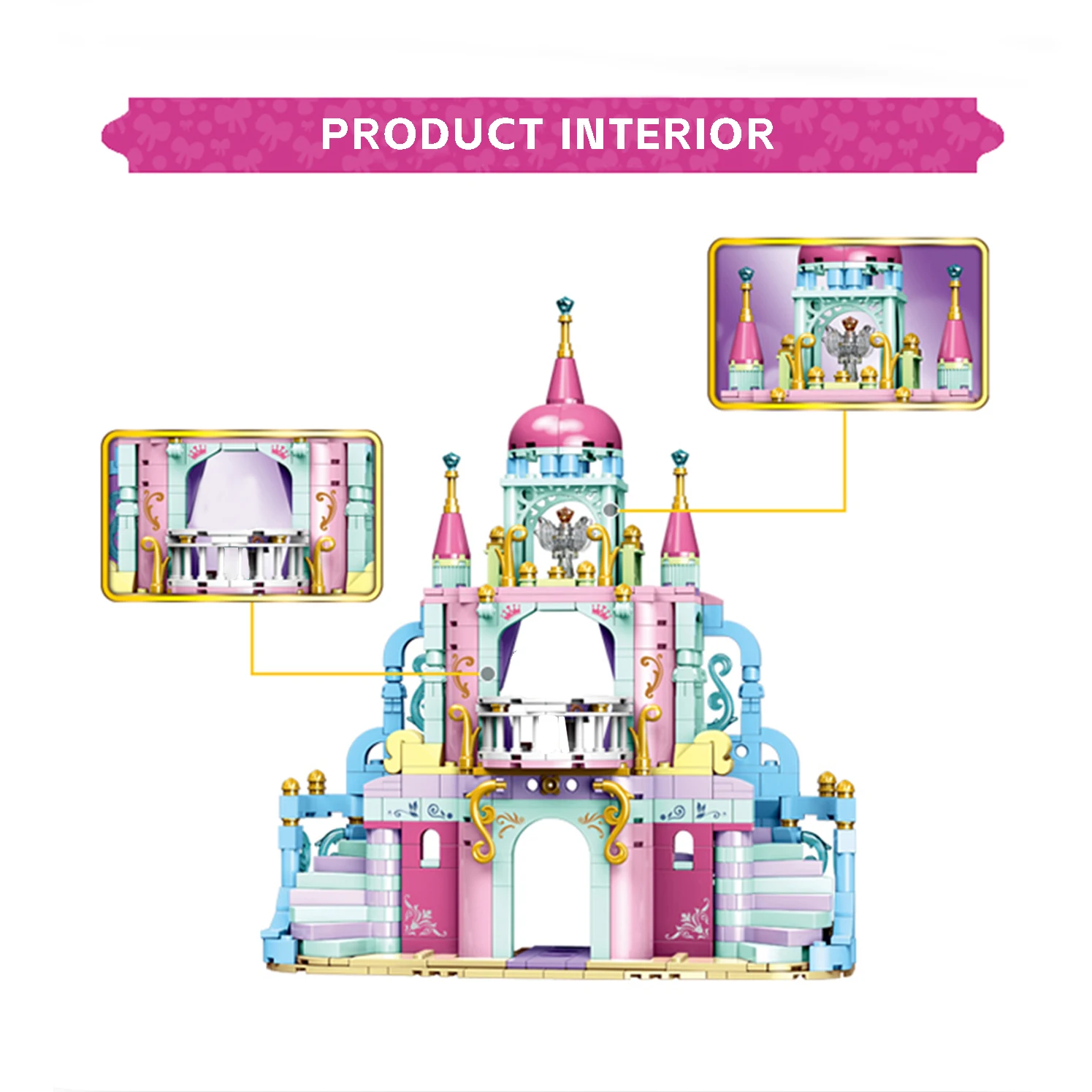 540pcs Particle Bricks Castle Building Blocks Fairy Tales Romantic Princess Prince Wedding Castle Self-assembly Building Bricks