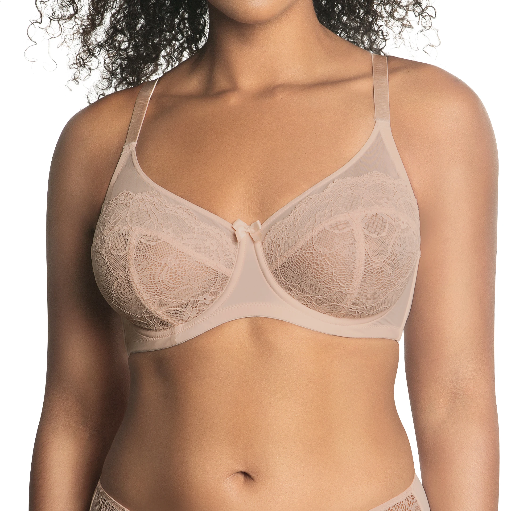 Ladymate ODM/OEM Sujetador de encaje Woman Full Cup Ultra-Thin Sexy lace unlined bra underwire bra sheer mesh plus size bra