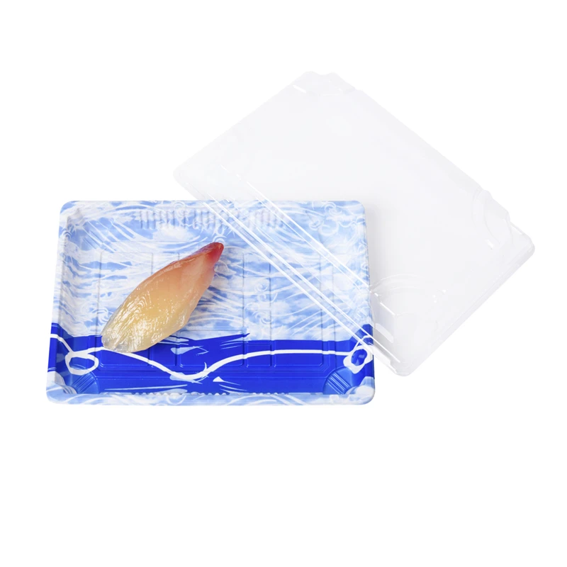 2021 Good quality Sushi packaging box gold leaves design plastic sushi container