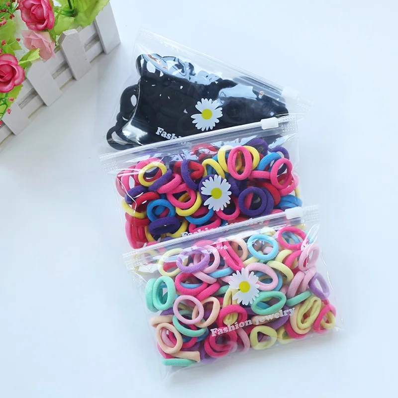 SongMay 100 Pcs/bag Girls Cartoon Hair Tie Children Baby Elastic Hair Band for Girl Kids Hair Accessories Set