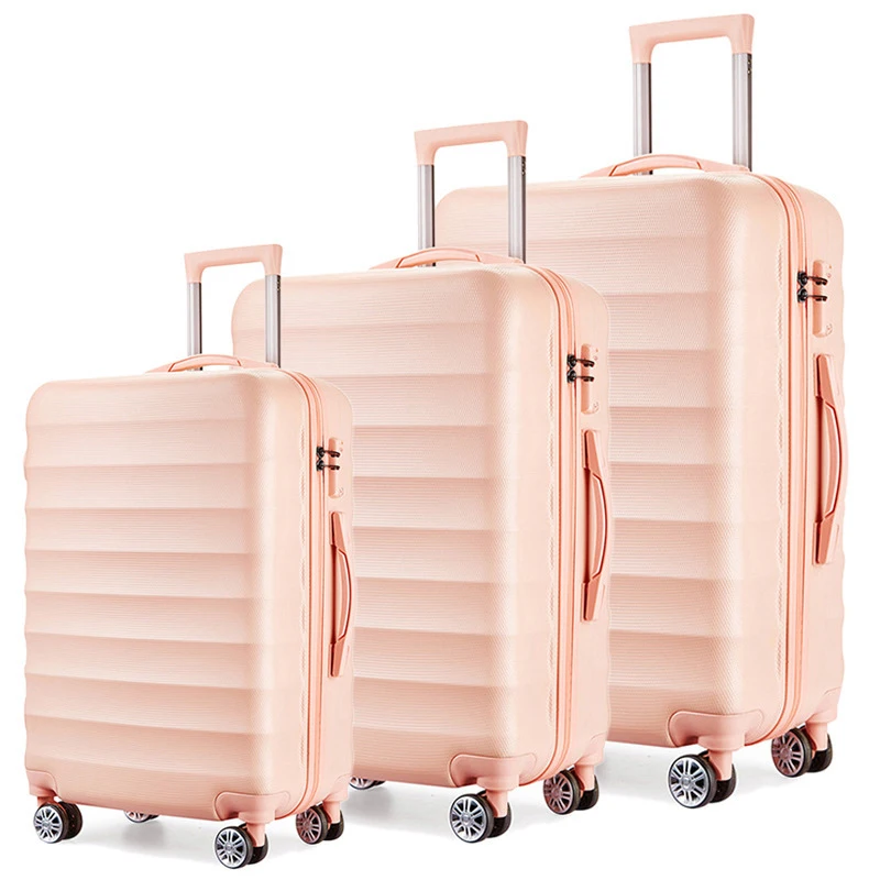 Customized Traveling Wholesale Hard Shell Trolley Bag Carry-on Suitcases ABS Luggage Set With Spin Wheels