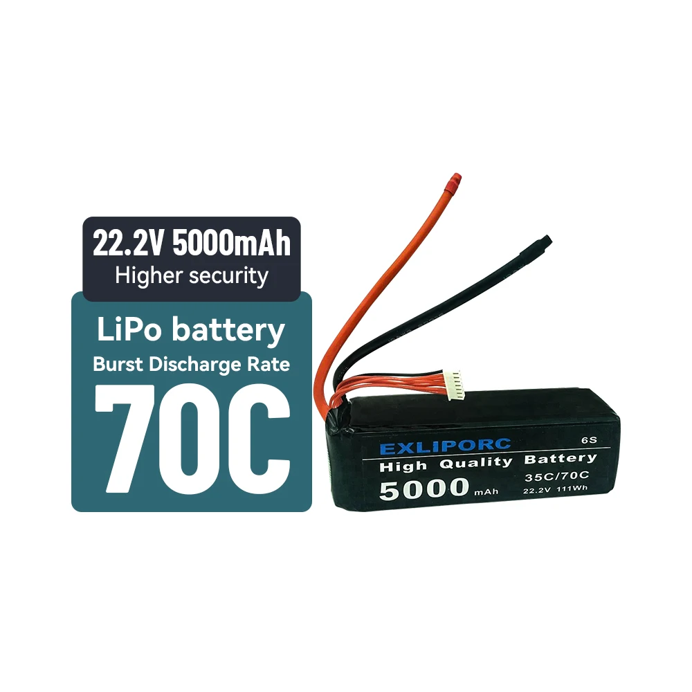 High Energy Density Drone battery 6S 5000mah semi solid state 22.2v lipo Battery for fpv large drone models long-term flight