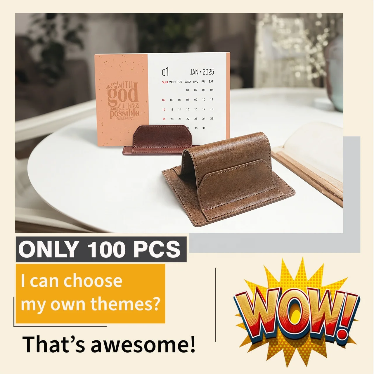 Customized New Design 365 Days Pu Leather Calendar 2025 New Year Gifts Inspirational Christian Planner Desk Calendars For Prayer