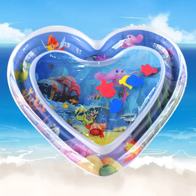 Child Water Play Mat Non-Toxic Inflatable Baby Water Mat Foldable Educational Toys Tummy Time Mat for Baby Infants and Toddlers
