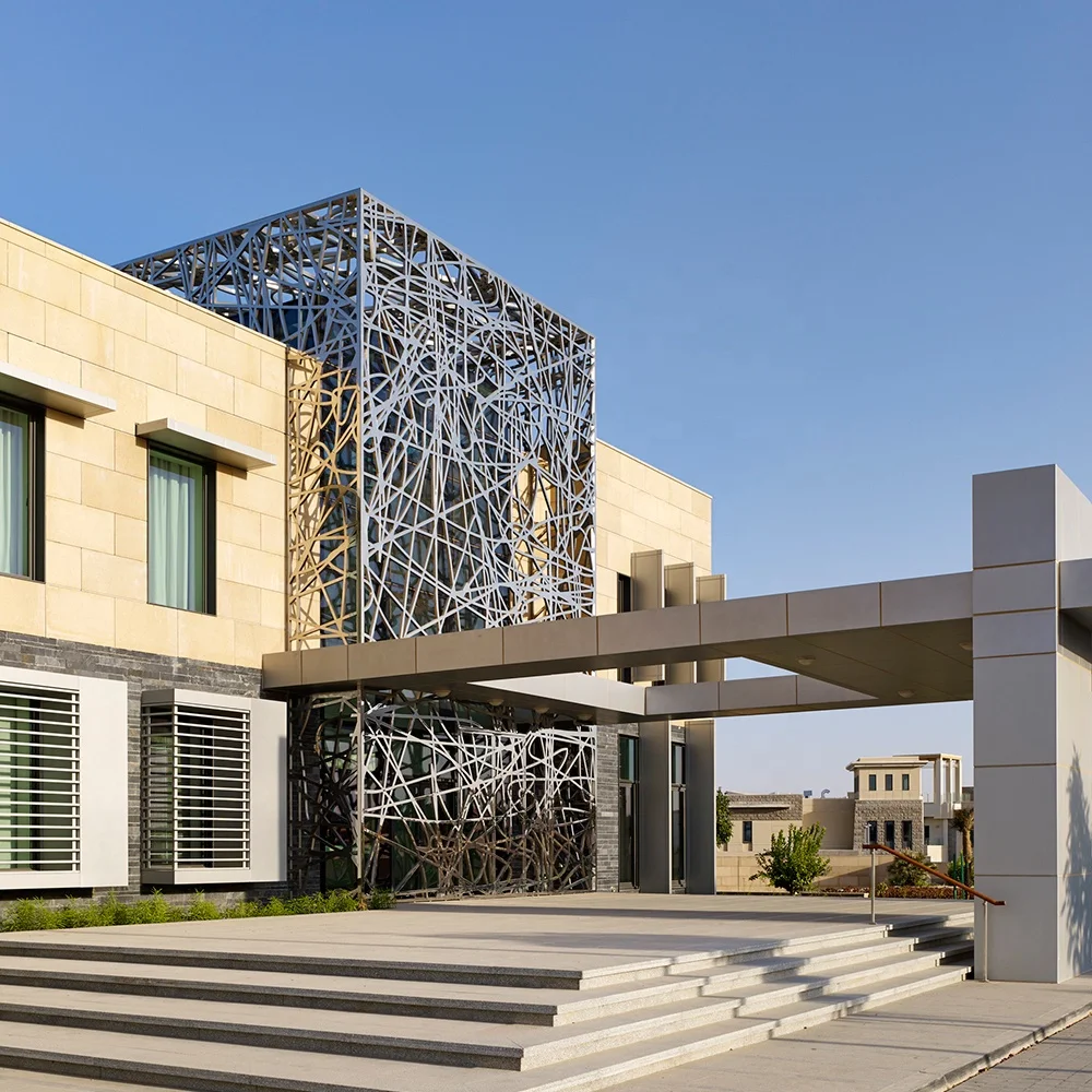 perforated metal building facade