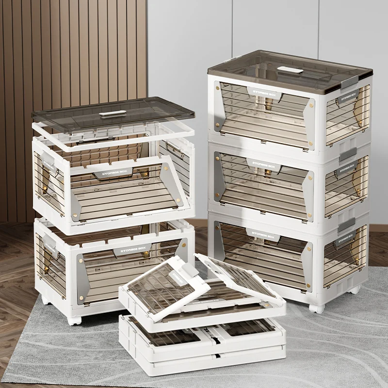 Wholesale Plastic Have Five Opening Door Stackable Storage Container Plastic Foldable Storage Box