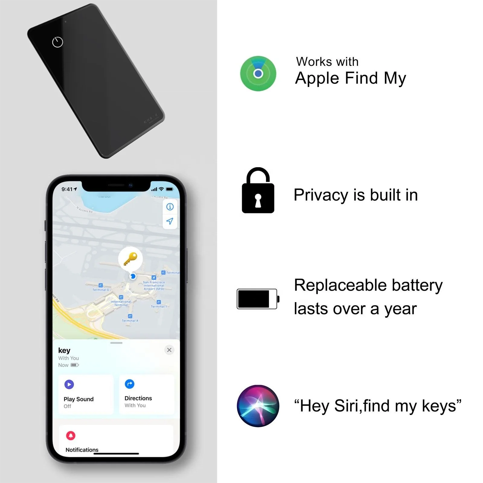 Air Smart Ultra Thin Card Find My Credit Card Finder Item Locator Slim Tag AirTag Tracker Locator for Your Wallets Backpack Bag